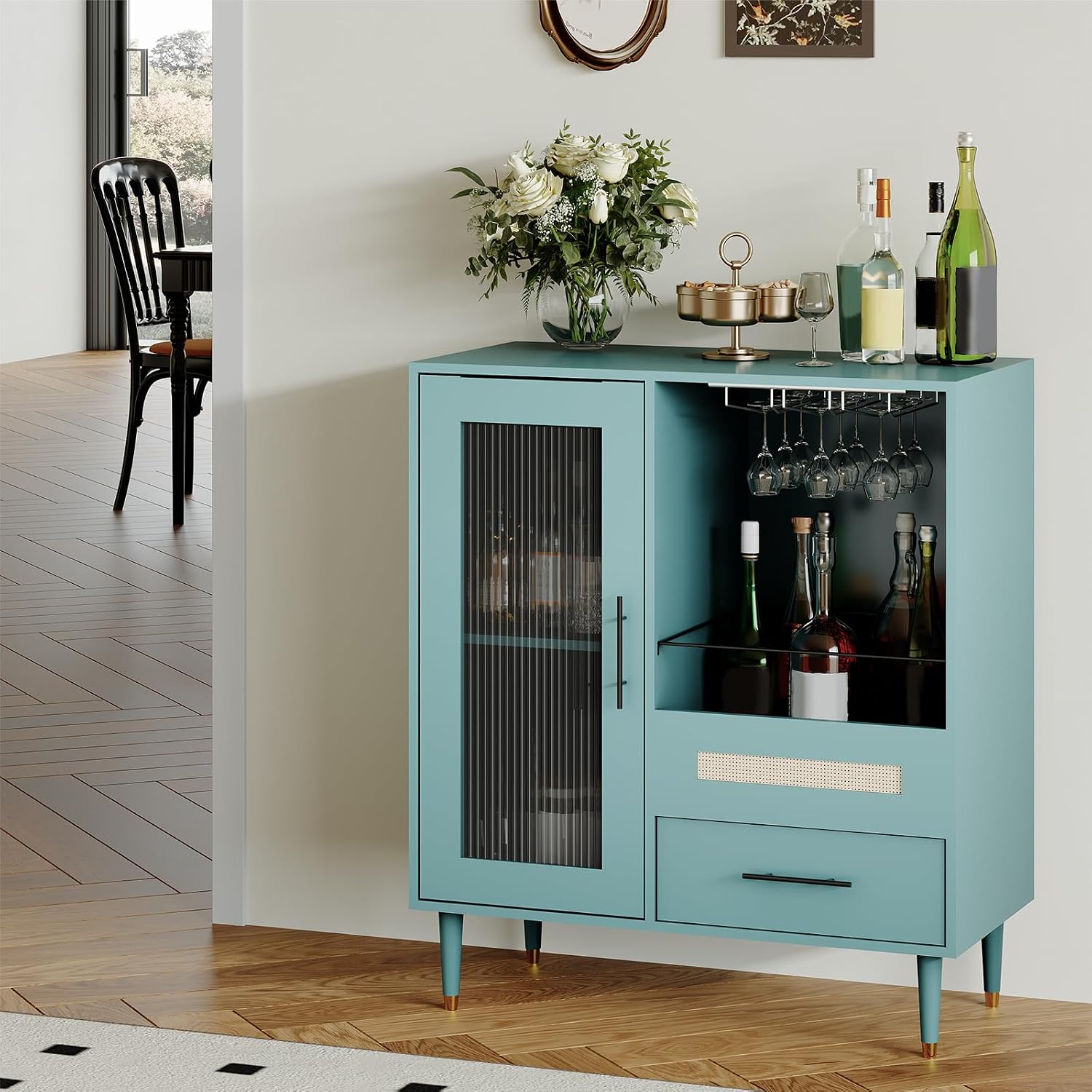Modern Glass Door Wine & Coffee Bar Sideboard