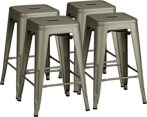 24" Gun Metal Bar Stools Set 4