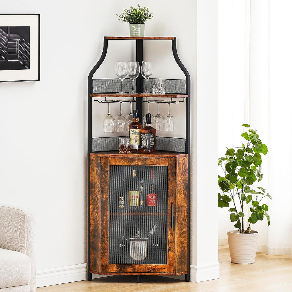 Industrial Retro Brown Corner Wine Cabinet