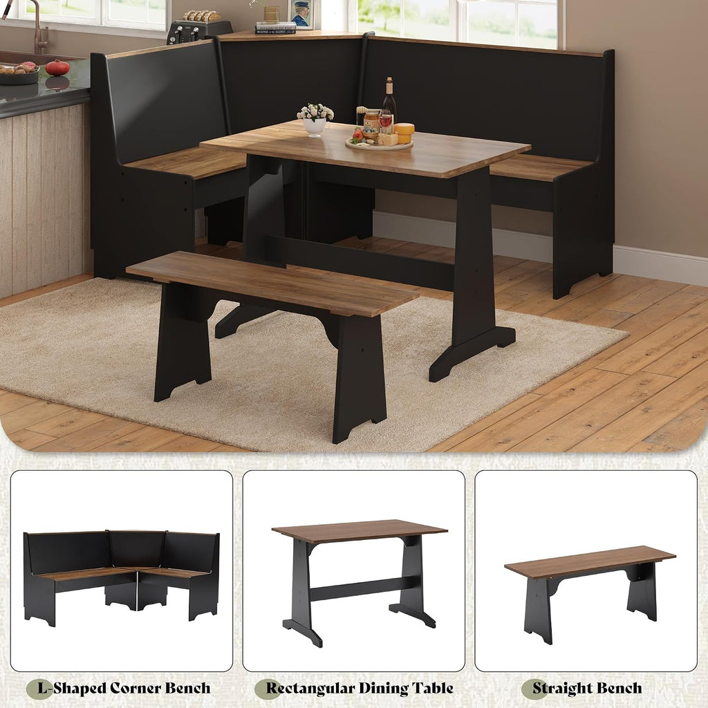 Black Oak 3pc Nook Dining Set