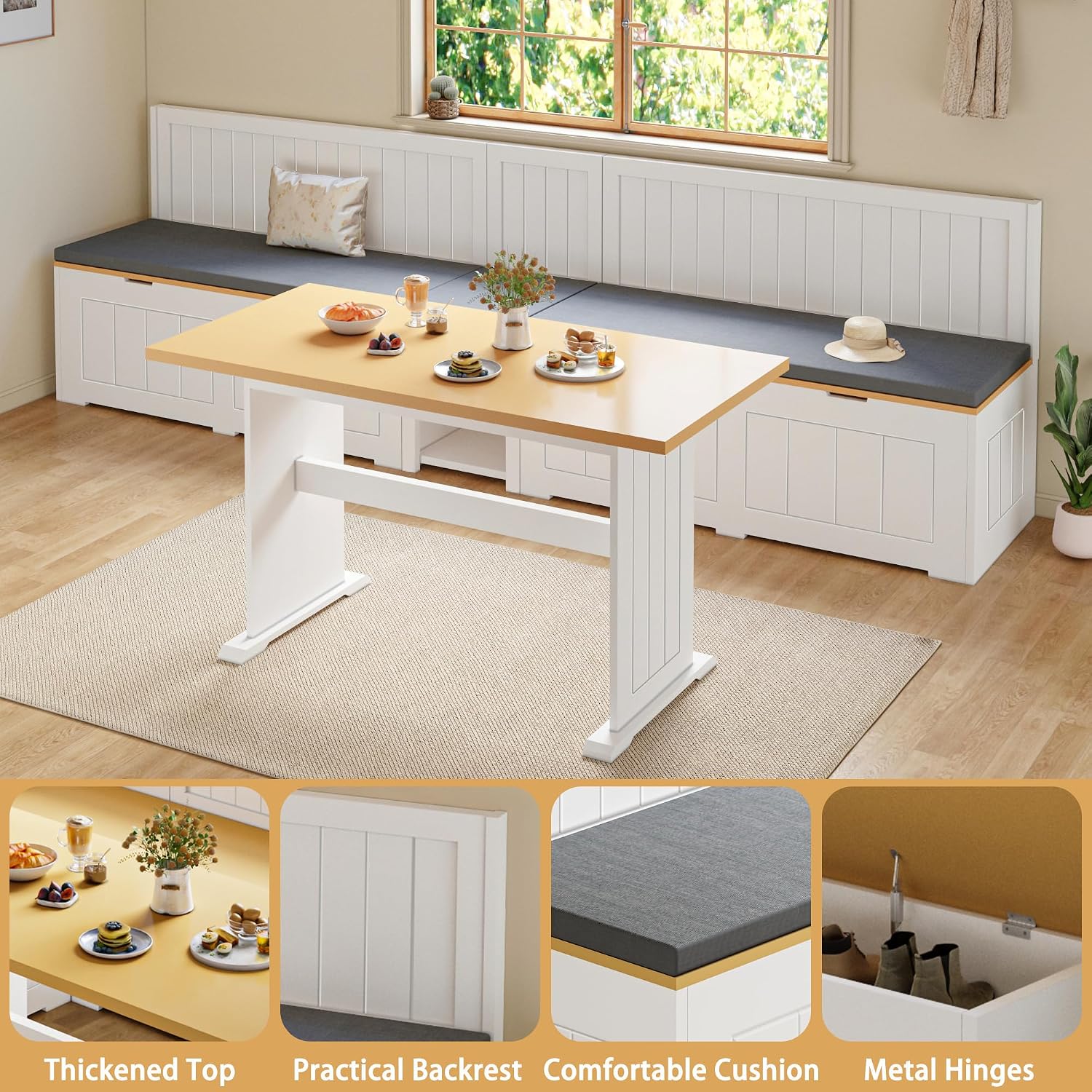 White Storage L-Shape Nook Set