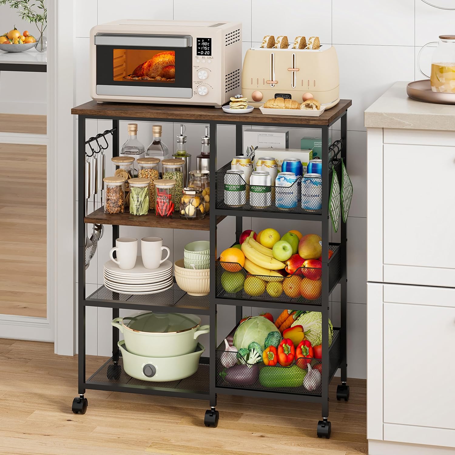 Rolling Kitchen Storage Baker's Rack Cart