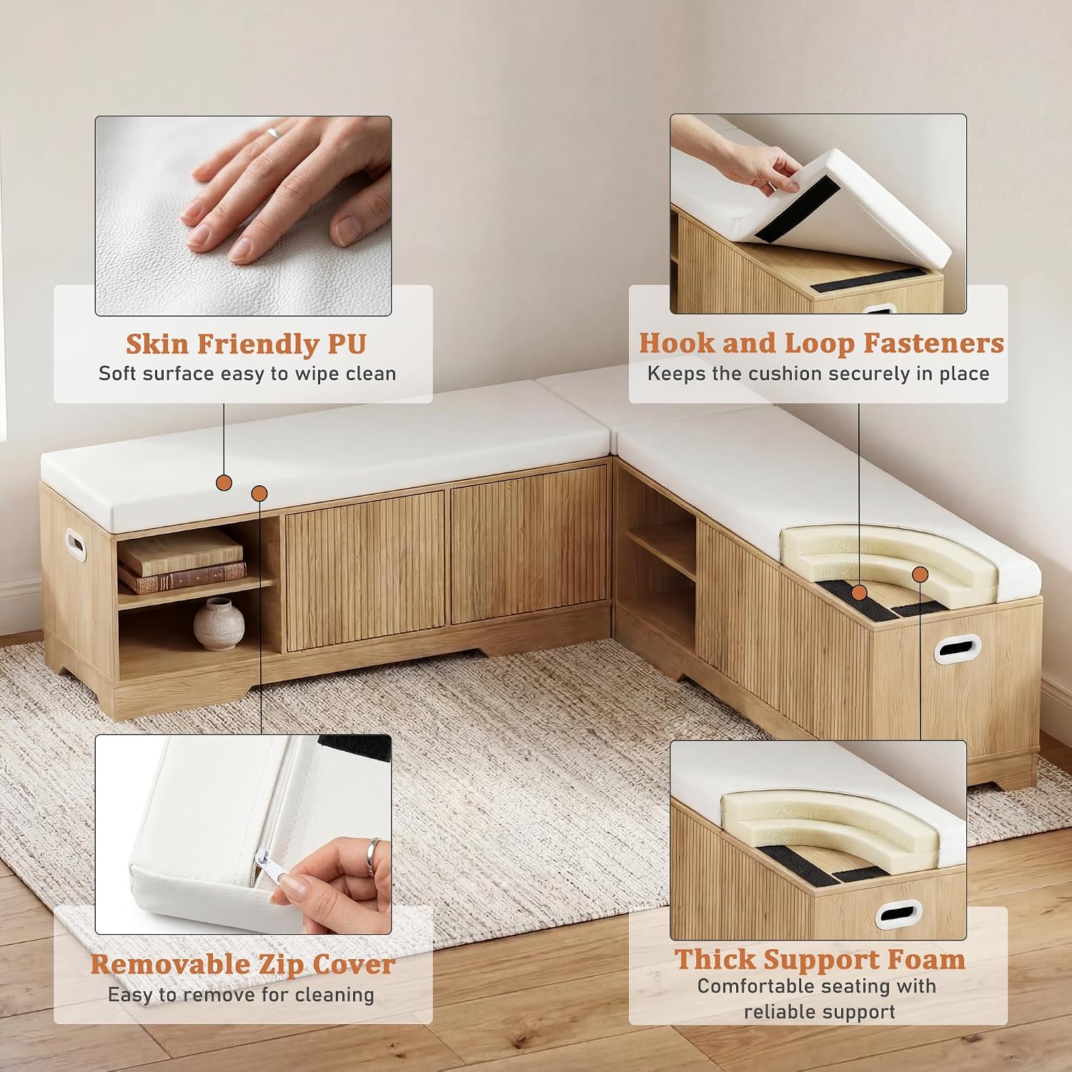6pc Natural White Cushion Nook Set