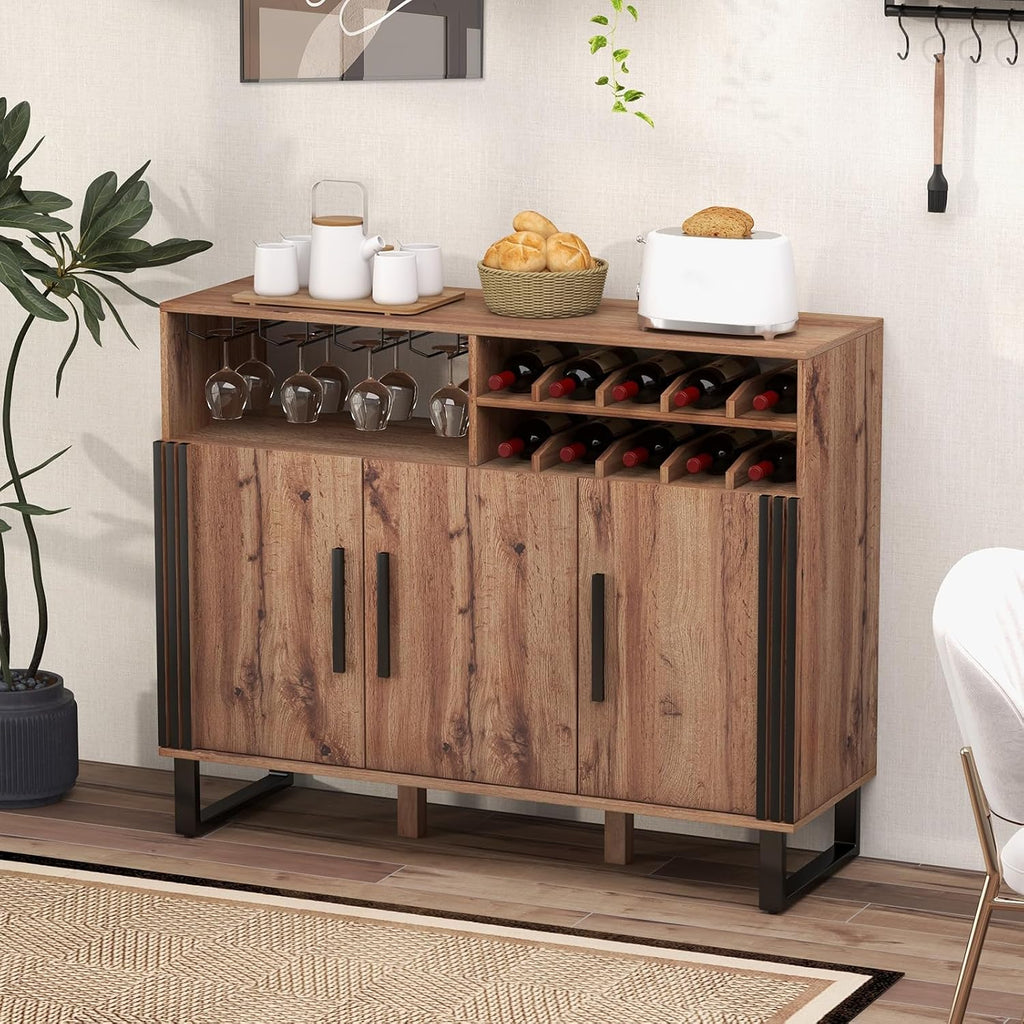 Metal Leg Wine Storage Sideboard Cabinet
