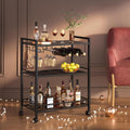 3-Tier Black Rolling Bar Cart