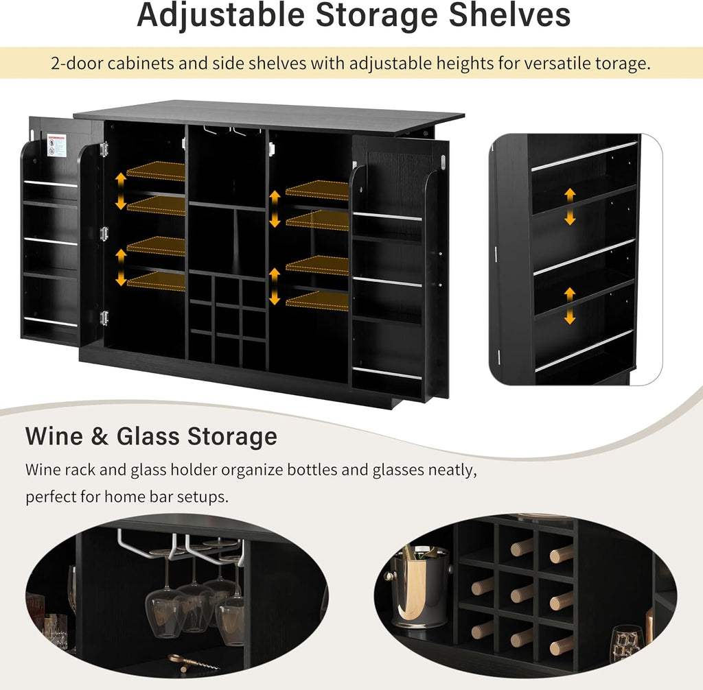 Folding Top Wine Rack Coffee Bar Sideboard