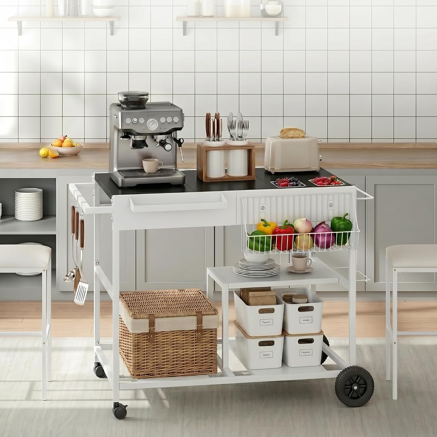 3-Tier Rolling Metal Kitchen Island