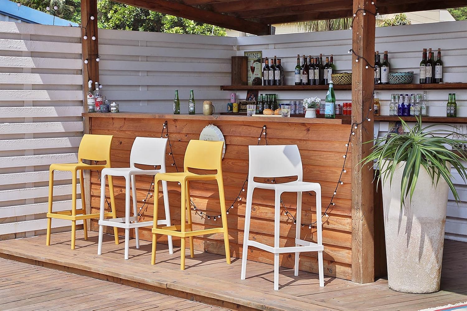 Grey Stackable Counter Stools Set 2