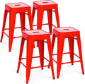 24" Red Stackable Backless Counter Bar Stools