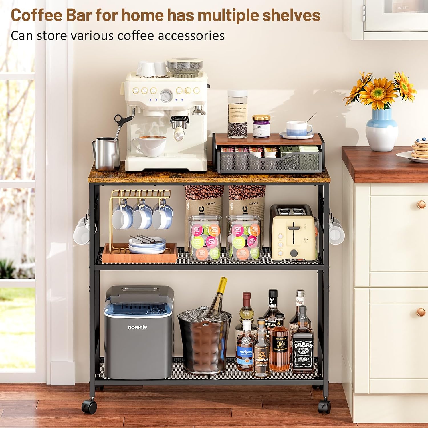 3-Tier Rolling Microwave Cart