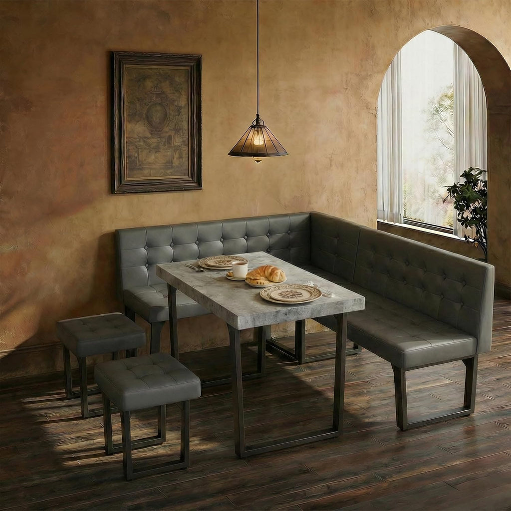 Grey 5pc Corner Nook Dining Set