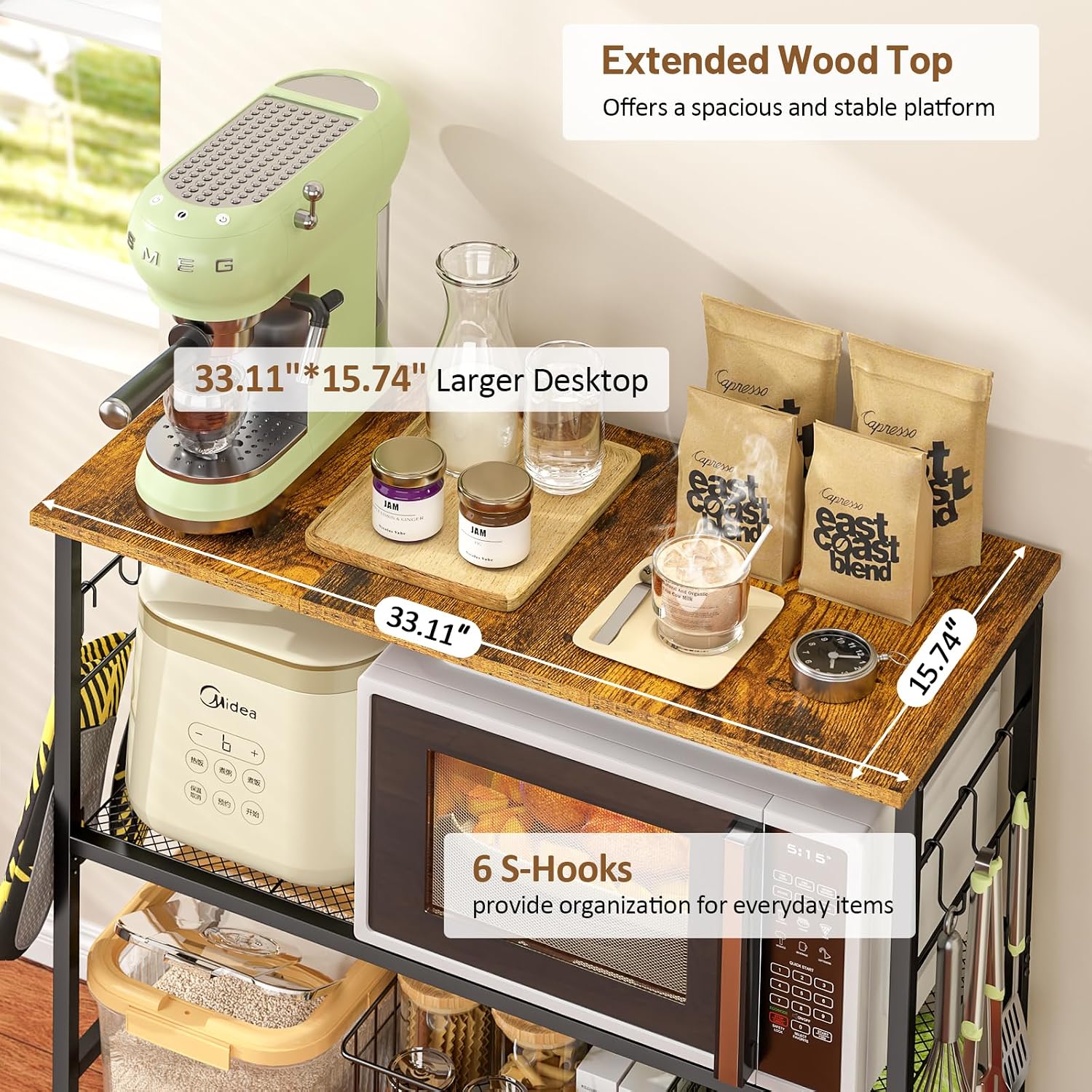 3-Tier Rolling Microwave Cart