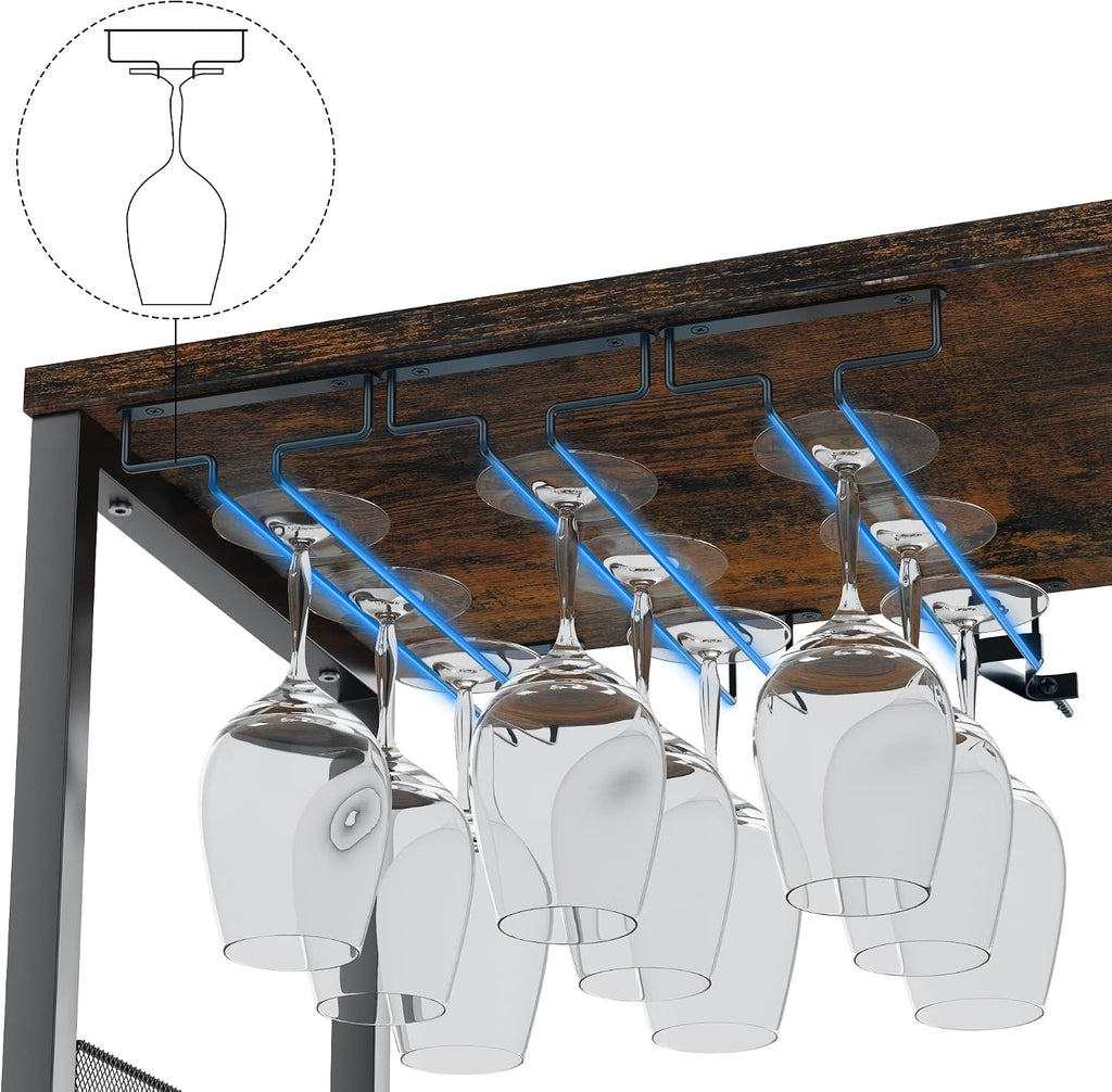 3-Tier Rustic Wine Bar Cabinet