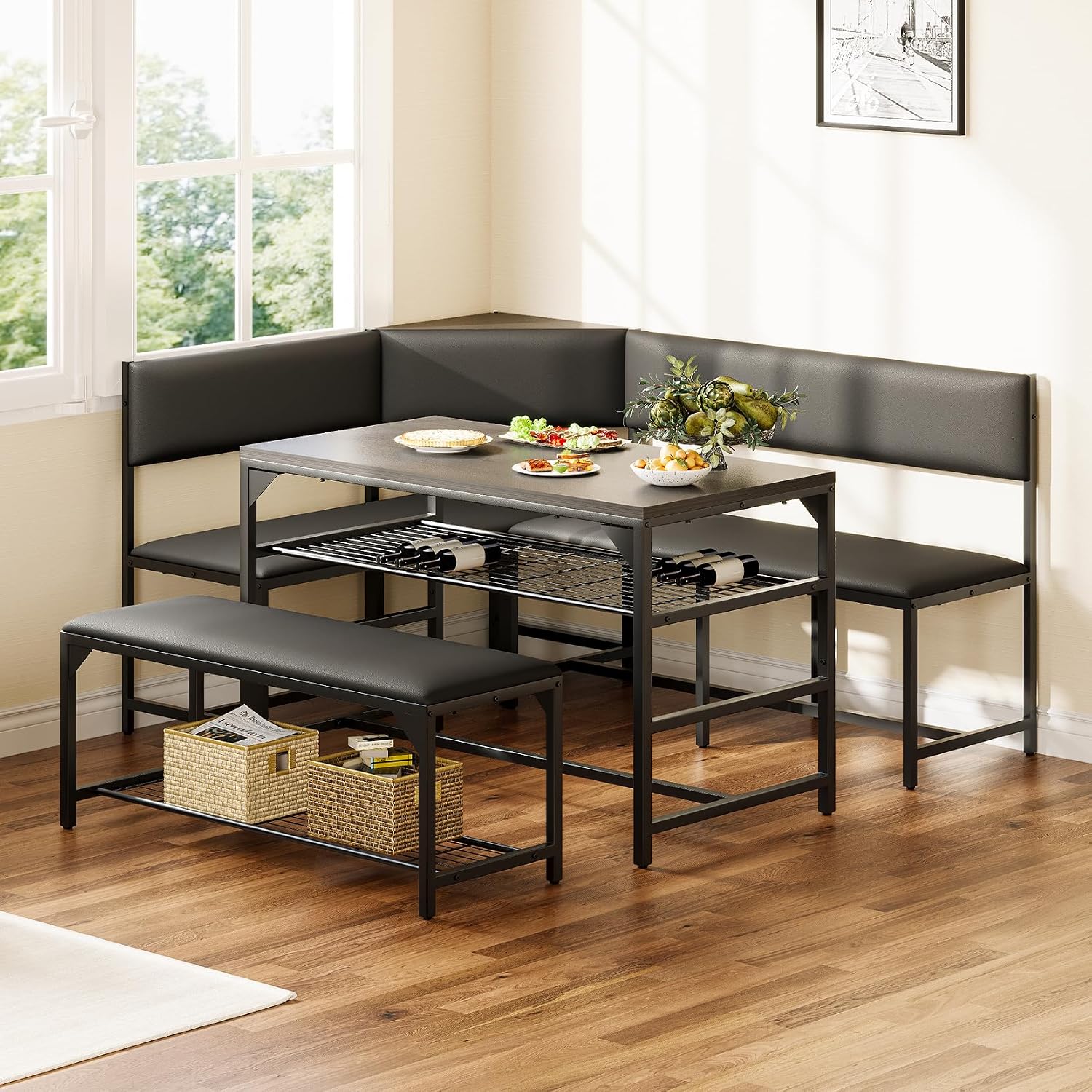 Taupe Corner Breakfast Nook Set