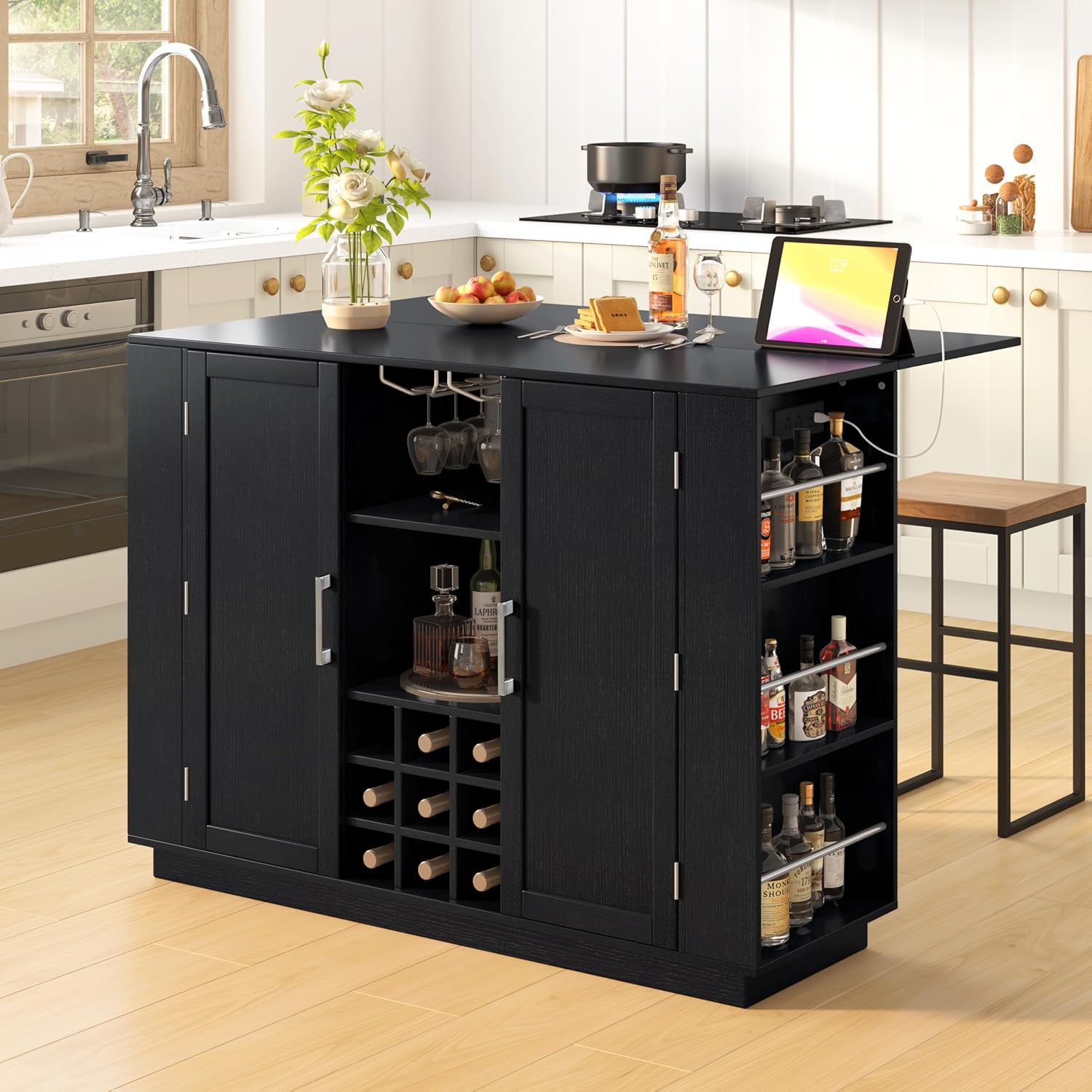 Folding Top Wine Rack Coffee Bar Sideboard