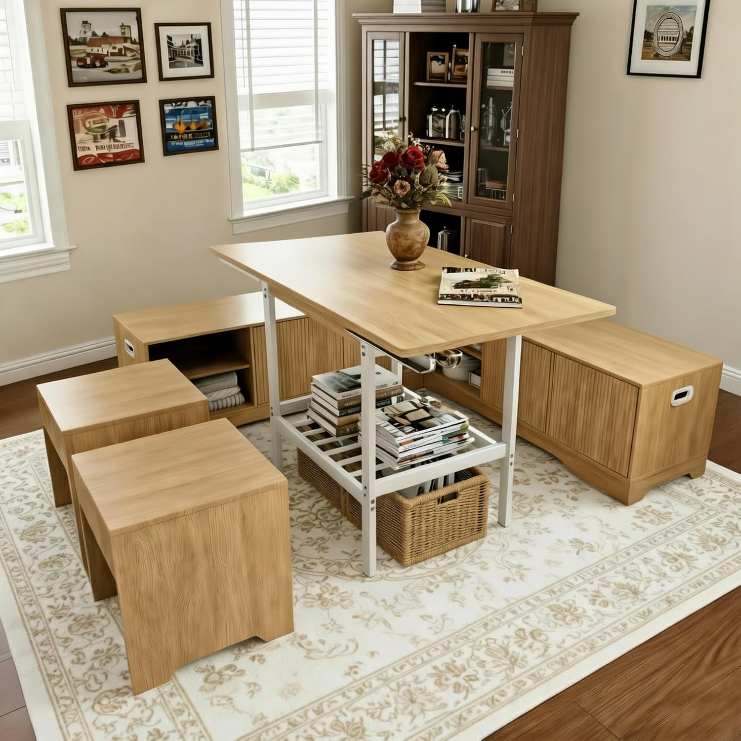 6pc Natural Corner Dining Nook Set