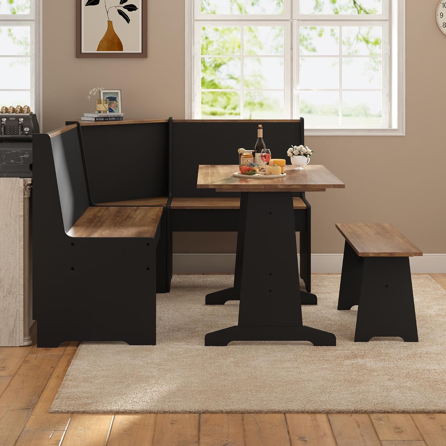 Black Oak 3pc Nook Dining Set