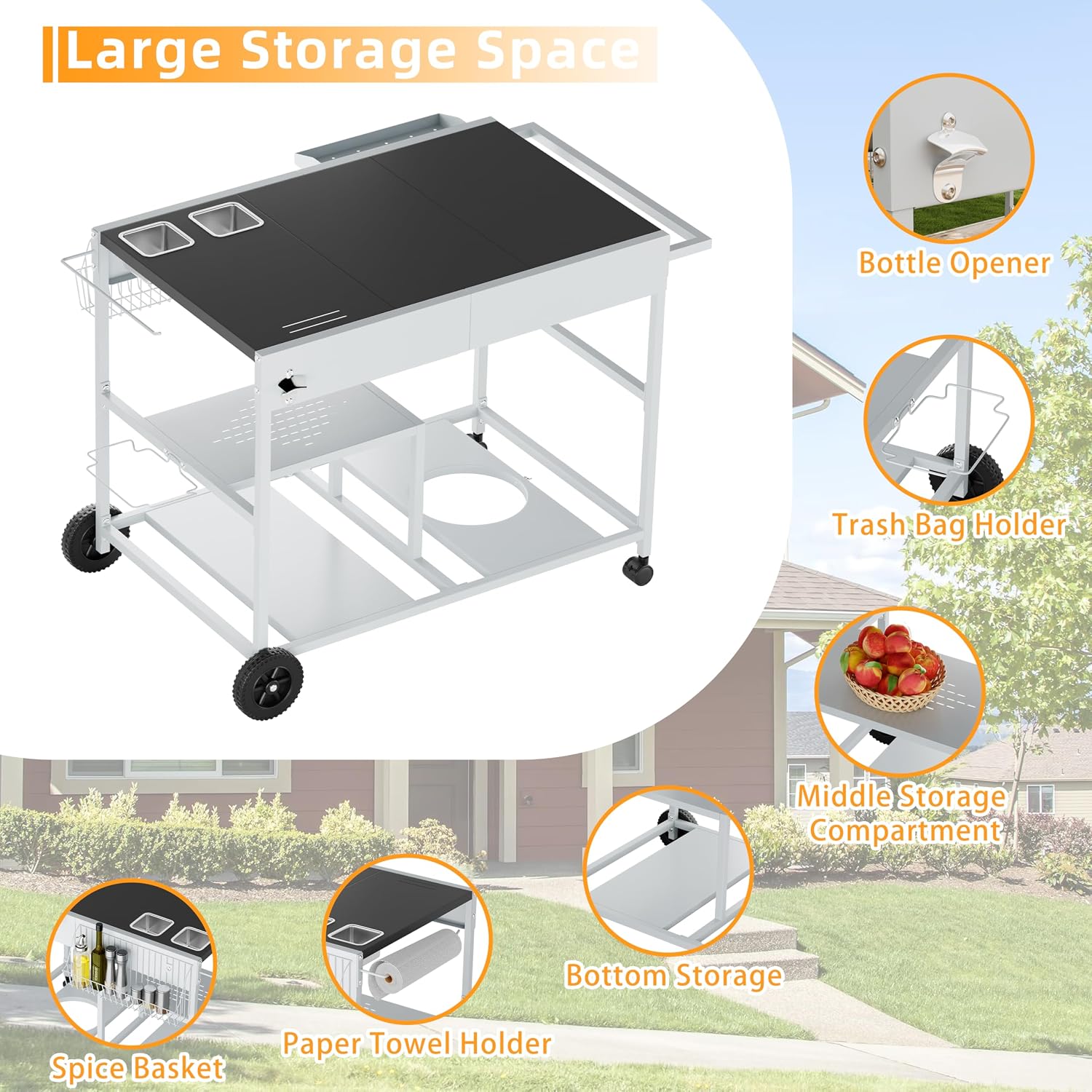 3-Tier Rolling Metal Kitchen Island
