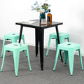 18" Mint Green Stackable Industrial Backless Metal Stools Set of 4