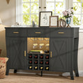 Black Farmhouse LED Wine Bar Cabinet