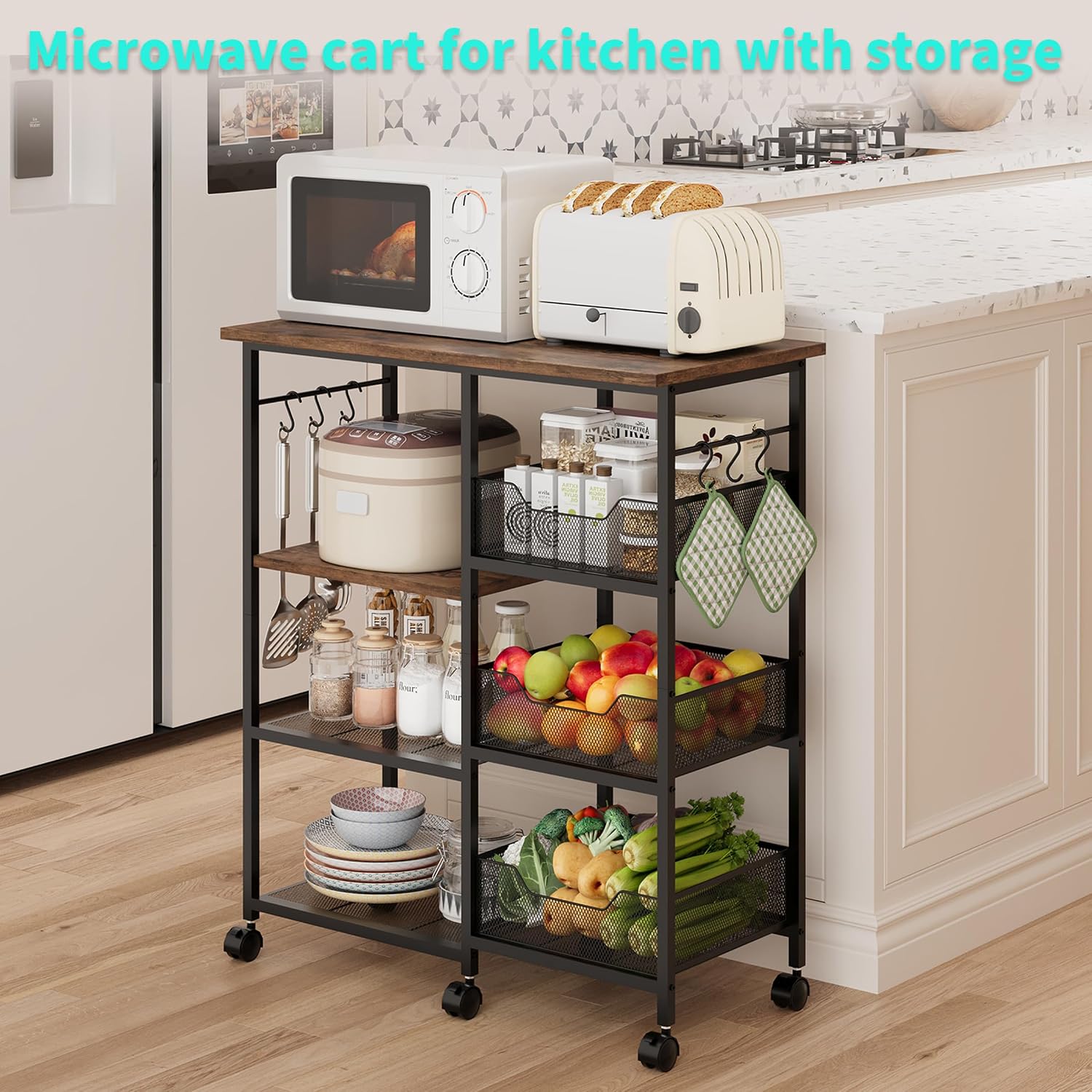 Rolling Kitchen Storage Baker's Rack Cart