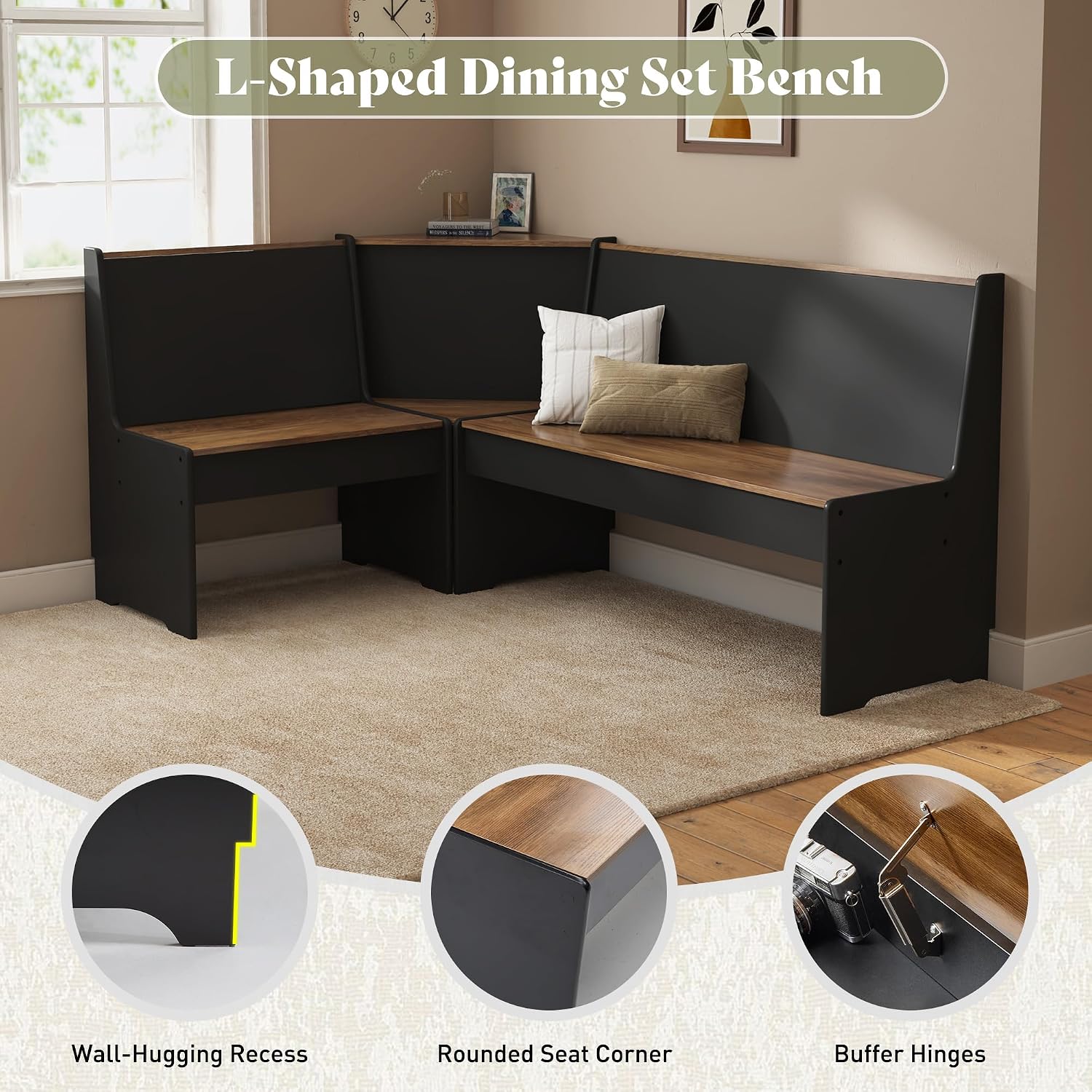 Black Oak 3pc Nook Dining Set