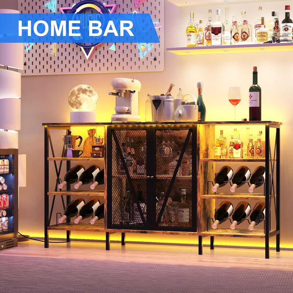 55" LED Mesh Door Modern Wine Bar Sideboard