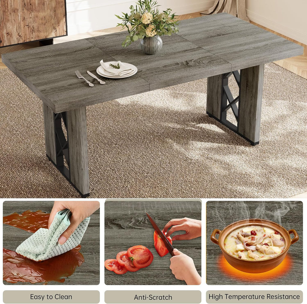 Grey 3pc Dining Table Bench Set