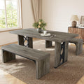 Grey 3pc Dining Table Bench Set