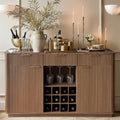 59" Walnut Fluted Marble Top Wine Bar Sideboard