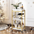 3-Tier Gold Rolling Bar Cart