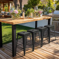 24" Black Stackable Bar Stools Set 4