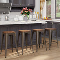 26" Rusty Metal Bar Stools Set 4